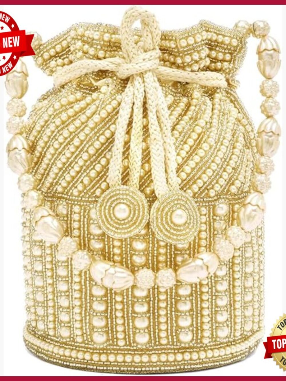 Ethnic Clutch with Drawstring Flap Closure Potli Evening Bag